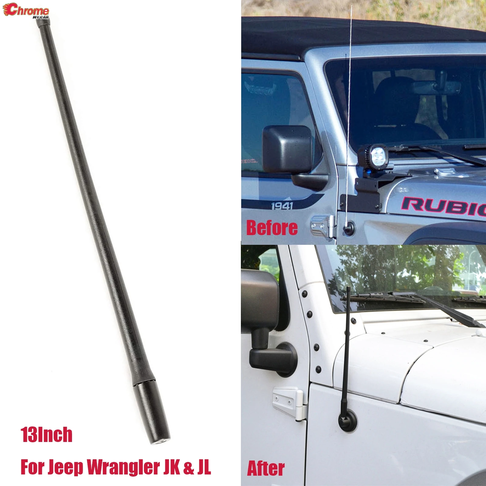 For Jeep Wrangler Accessories JK JKU JL JKU Gladiator Antenna Aerials 13''  Rubicon Sahara Mast FM/AM Signal Reception 2007 2020|Dây Ăng-ten| -  AliExpress