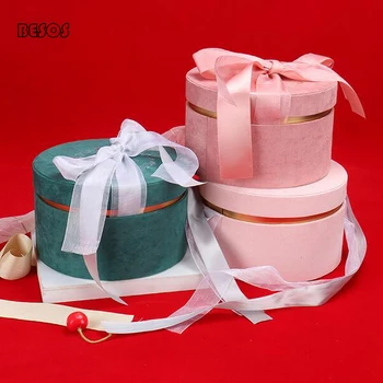 

Round Velvet Packaging Box Wedding Packaging Gift Wedding Candy Box Immortal Flower Box Fashion Velvet Packaging Box B0043M