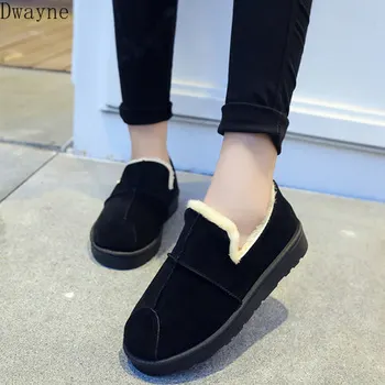 

New ladies snow boots lazy flat boots ladies winter flannel warm cotton shoes