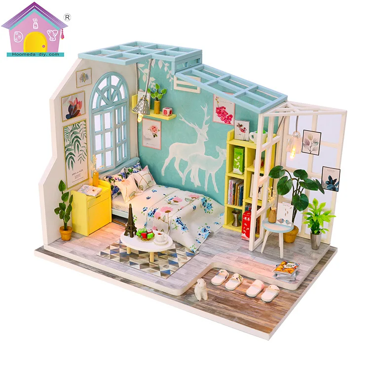 

Hoomeda-diy DIY Hut Home Nap Handmade Wood Assembled Architecture Model Villa Art House Creative Hand Mold Ceremony