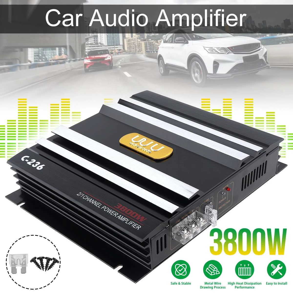 AMPLIFICADOR DE sonido estéreo Subwoofer potente de aleación de aluminio, 3800W|Amplificadores multicanal| - AliExpress