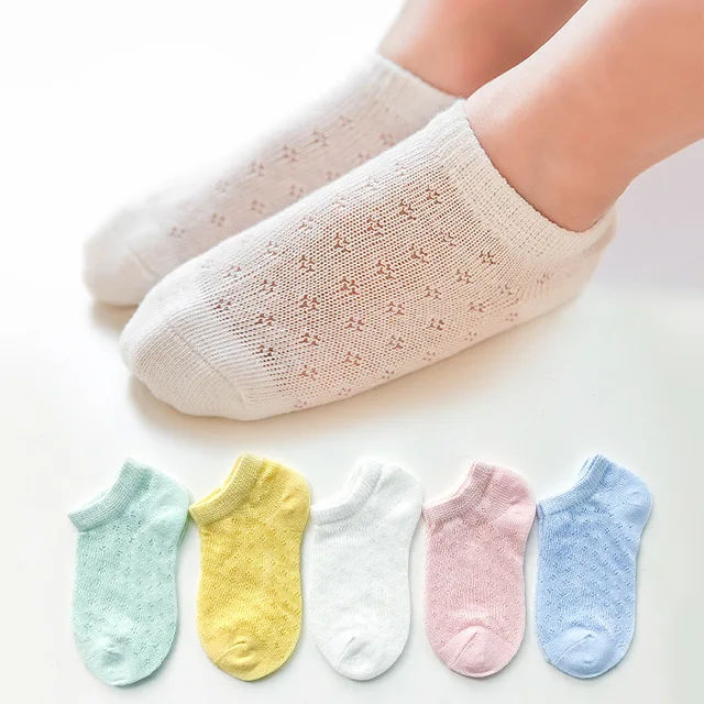 5 Pairs/Lot Children Cotton Socks Boy Girl Baby Infant Ultrathin Fashion Breathable Solid Mesh Socks  4
