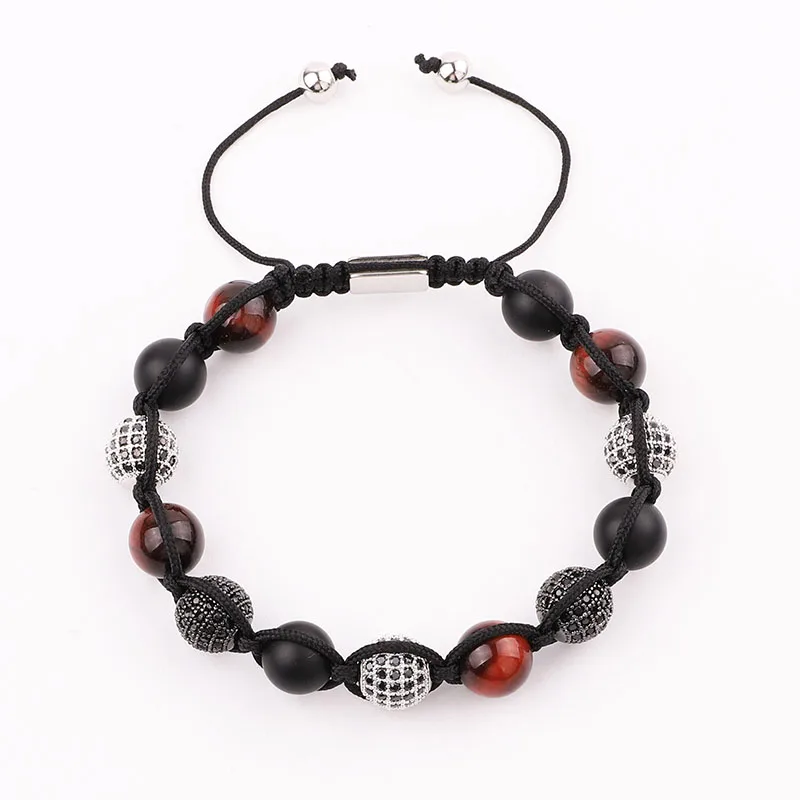 JARAVVI Men Bracelet New Design Natural Stone Beads CZ Pave Ball Charm Adjustable Bracelet Men Jewelry Gift - Image 3