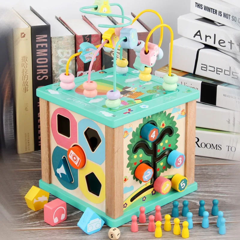 

BOA Multi-functional Treasure Chest Four Sides Wire Box Matching Building Blocks Bead-stringing Toy Children Early Education ENL