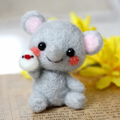 Non-Finished Wool Felt Needle Poked Kitting DIY Cute Animal Dog Panda Rabbit Wool Felting Package Handmade Pets Toy Doll Decor