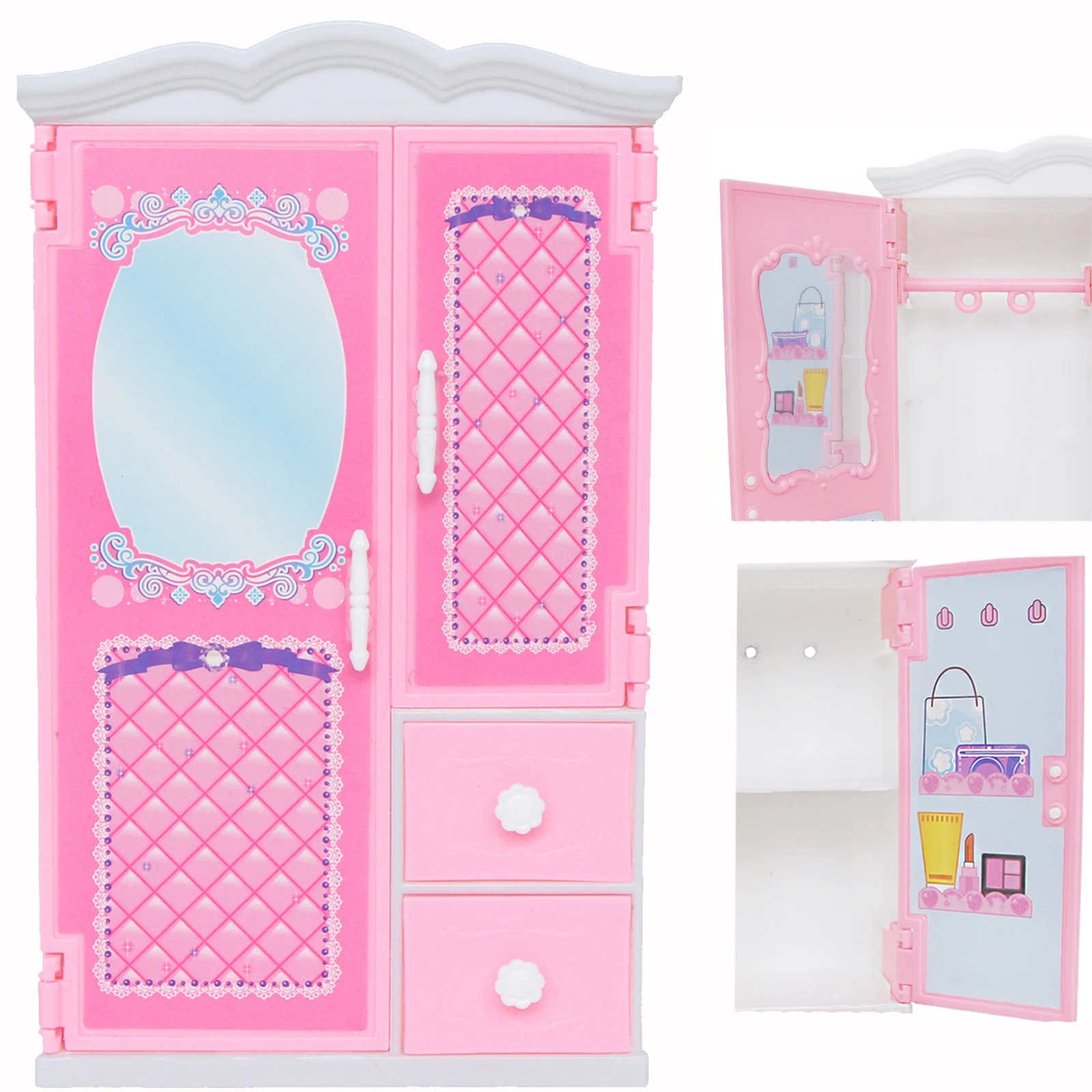 Wardrobe Closet for s Doll Furnitures Bedroom Princess Miniature CloseB ll