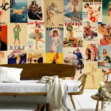 Пользовательские Настенные обои 3D Ностальгический ретро Европейский и американский сексуальный плакат красоты Бар КТВ фон настенная декоративная живопись