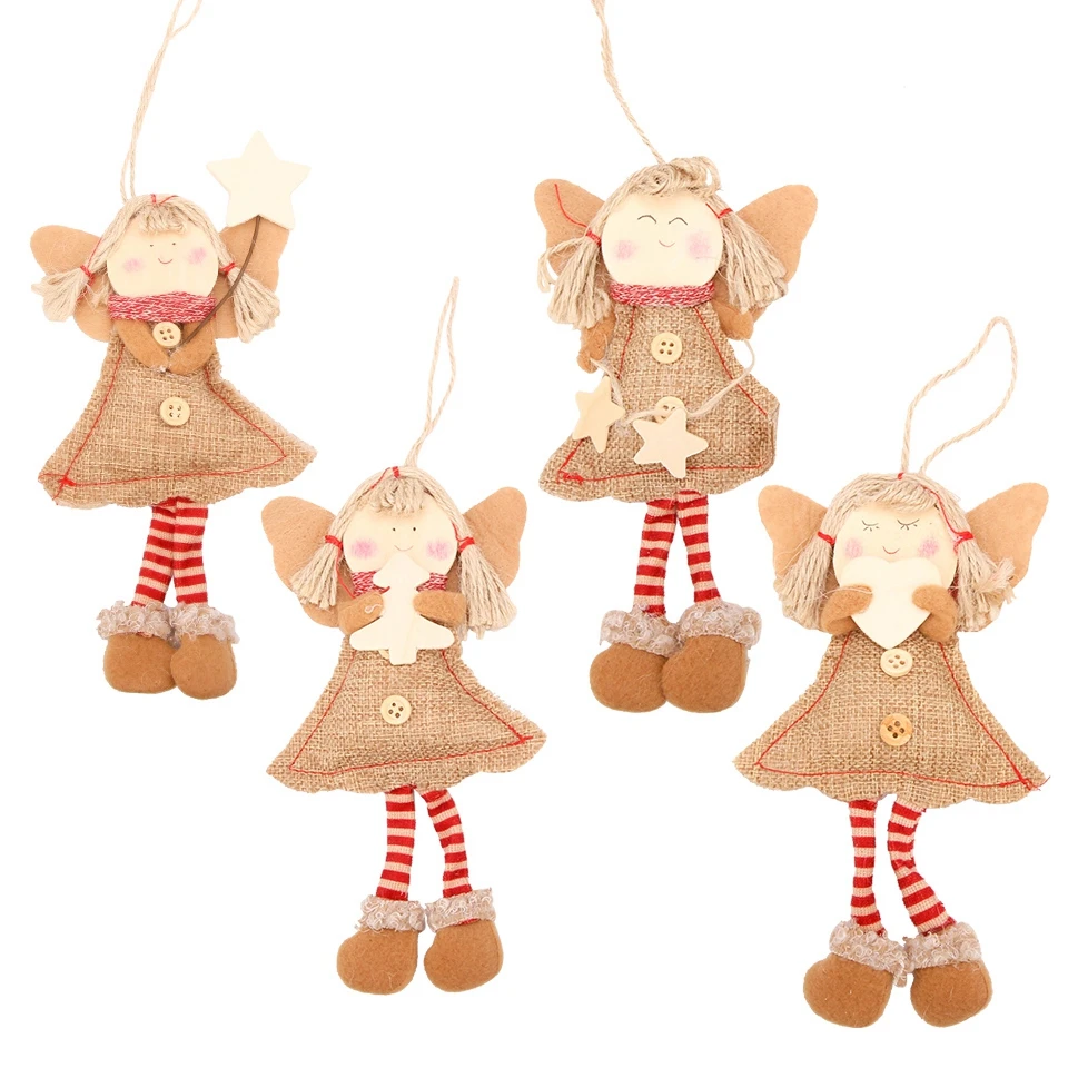 1 шт. 4 стиля милый ангел девочка ткань деревянные кукольные Подвески рождественские украшения DIY рождественские деревянные украшения вечерние украшения для дома