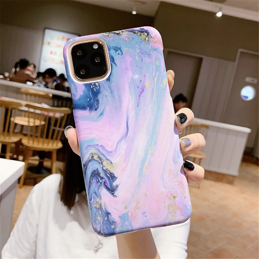 Lovebay For iPhone 11 Case Marble Texture Shell For iPhone 7 8 Plus X XS XR XS Max 11 Pro Plastic Phone Cases Hard PC Back Cover
