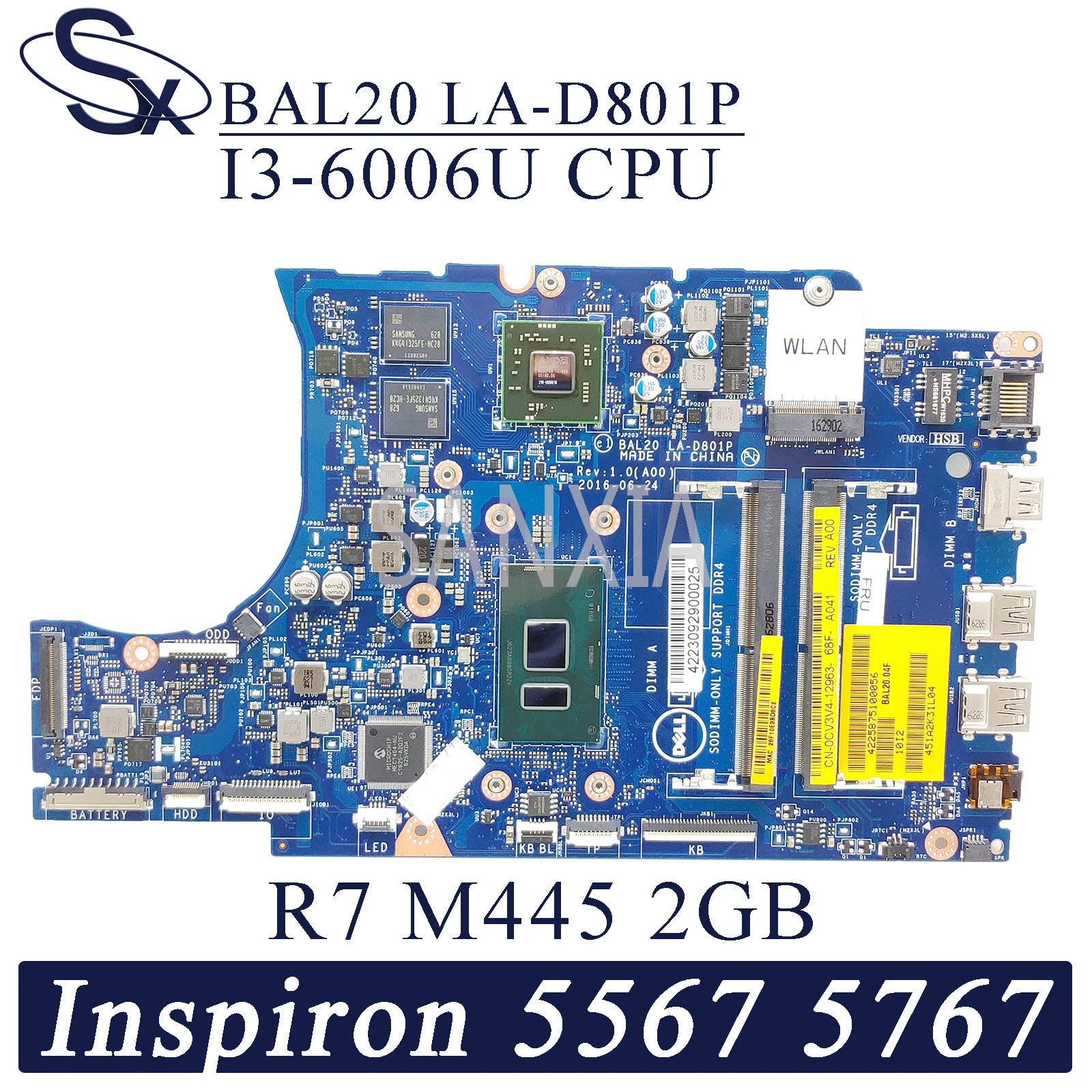 Материнская плата KEFU для ноутбука Dell Inspiron 15-5567 17-5767 оригинальная материнская |