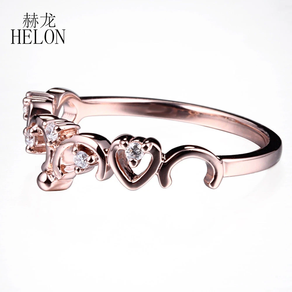 HELON Solid 14K розовое золото SI/H с натуральными бриллиантами, винтажное обручальное кольцо с бриллиантами, юбилейные вечерние кольца, Женские Ювелирные изделия