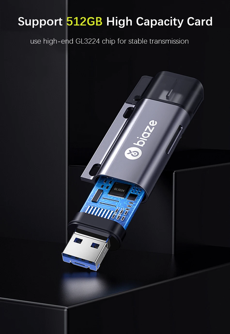 Biaze USB-C кардридер USB 2,0 Micro SD TF карты OTG карта памяти адаптер для ПК ноутбук телефоны Тип C Micro USB SD кардридер