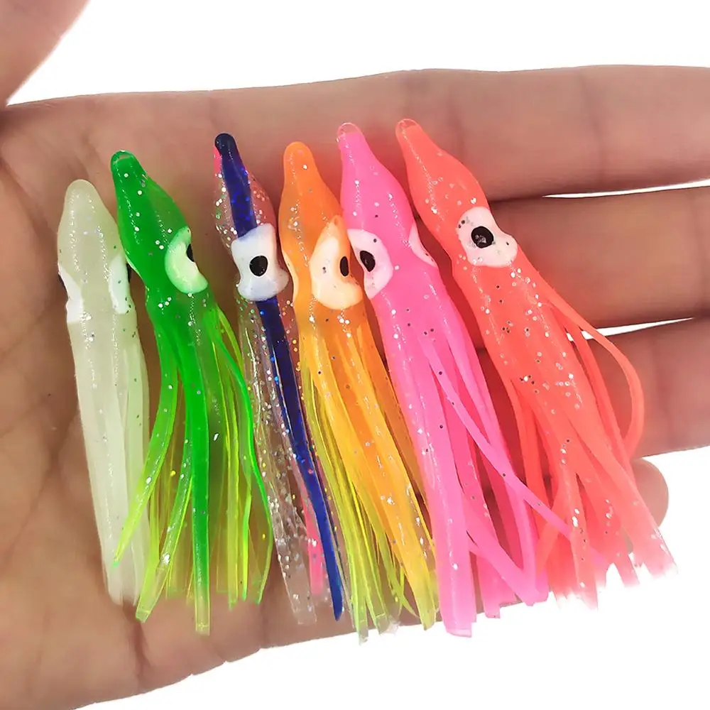 INFOF 50pieces Squid Skirts Rubber 5cm 9cm 11cm Soft Fishing Lures Octopus  Hoochie Soft Baits Saltwater Fishing Tackle Mix Color