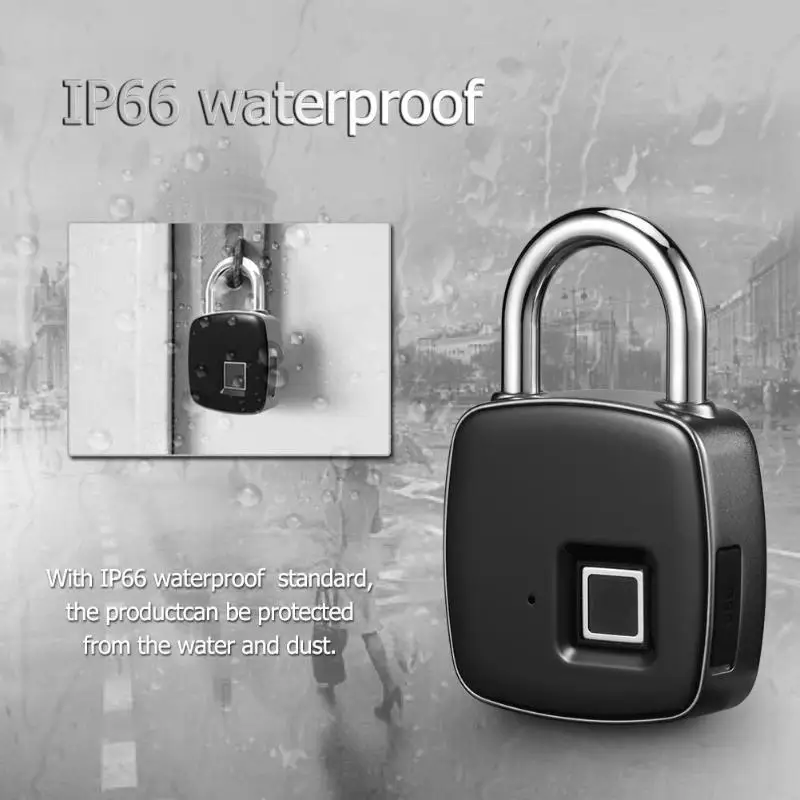 Anytek Fingerprint Lock Anti Theft Smart Keyless Padlock Door Box Bag Waterproof