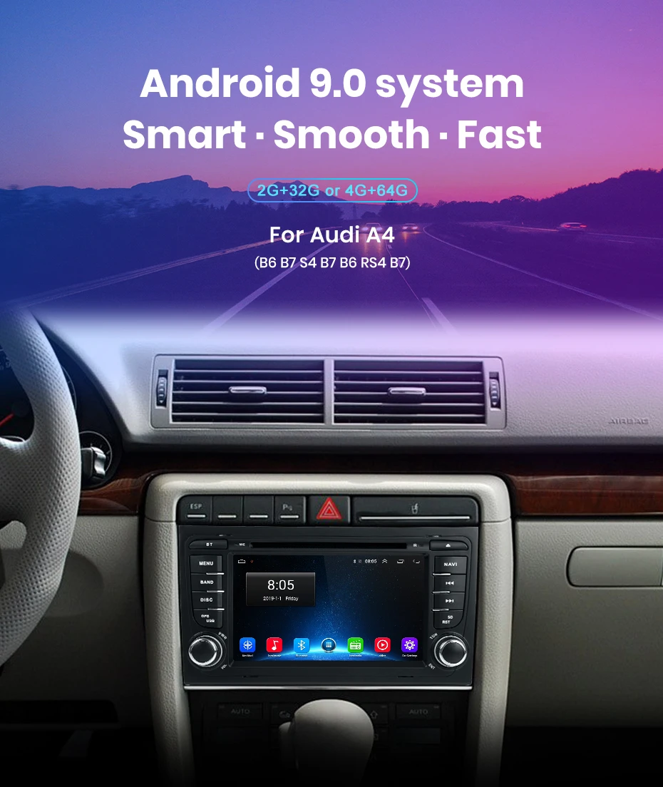 Junsun 4G+ 64G Android 9,0 Carplay DSP автомобильный Радио мультимедийный плеер gps навигация для Audi A4 B6 S4 RS4 B7 SEAT Exeo 2 Din DVD