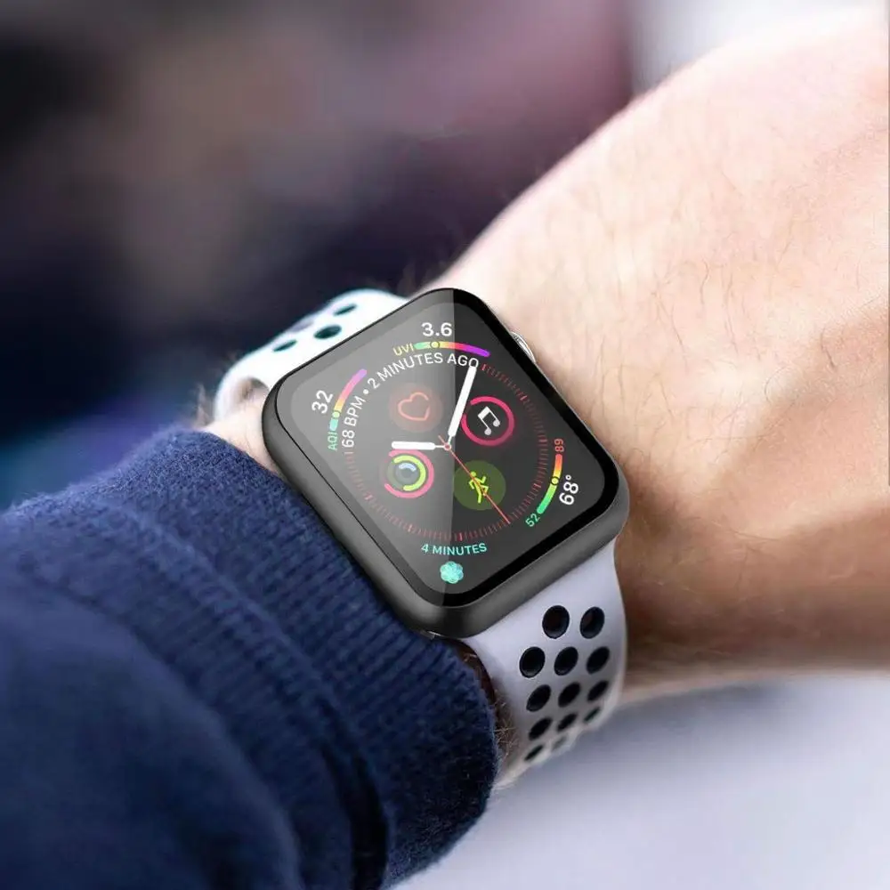 Закаленное чехол+ стекло для apple watch 5 4 44 мм 40 мм iWatch 3 2 1 42 мм 38 мм защита экрана+ чехол бампер аксессуары для apple watch