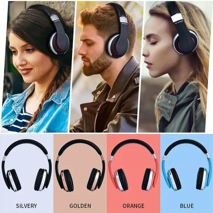 Складные Наушники Bluetooth 5,0, беспроводная гарнитура, стерео басовые наушники с микрофоном ING-SHIPPING