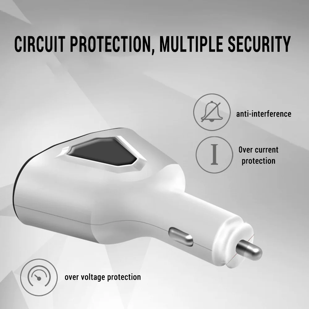 Автомобильное зарядное устройство с двумя usb-портами, 5 В, 3,1 а, с 2 слотами для автомобильного прикуривателя, дисплей, зарядный ток напряжения для IPhone 8, 7, 6, samsung S8, S7, S6, 4