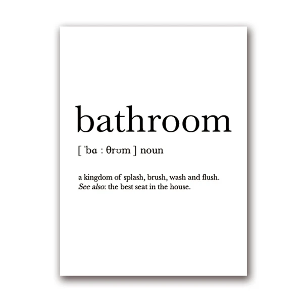 Bathroom Signs Wall Art Canvas Posters Prints Funny Bathroom Definition