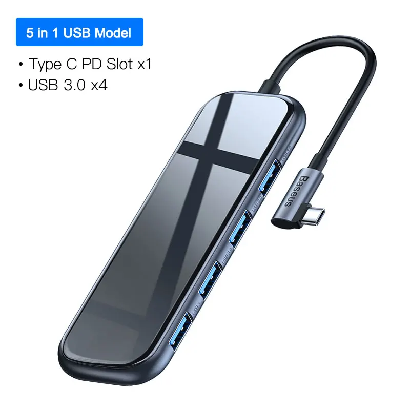 Baseus концентратор USB Type C к HDMI RJ45 Мульти USB 3,0 USB3.0 адаптер питания для MacBook Pro Air Dock 3 порта USB-C usb-хаб разветвитель - Цвет: USB 3.0 USB HUB