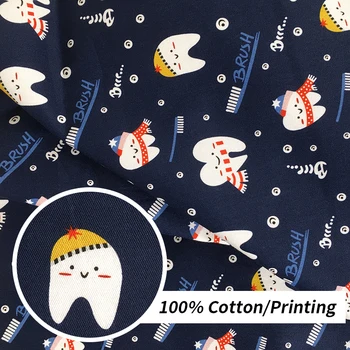 

Cute tooth Printing Fabric for Cushion Covers Cotton Sewing Quilting Cloth 100% cotton Breathable Fabric DIY Handmade Needlework