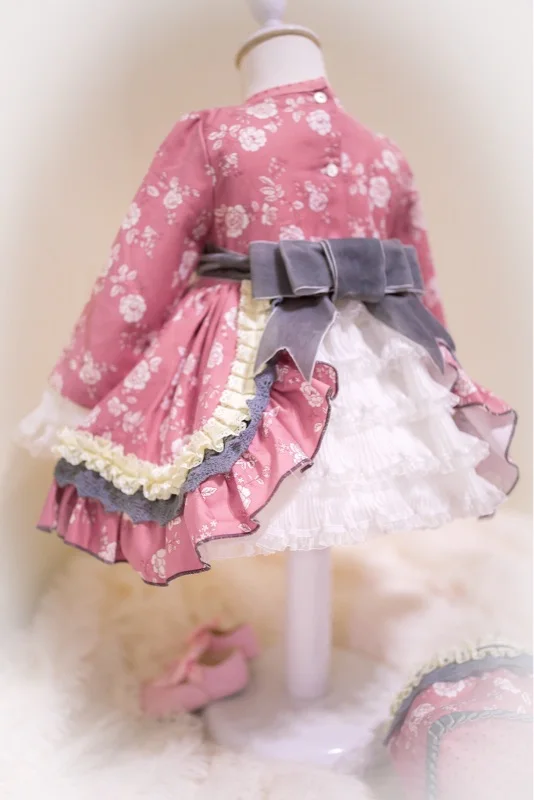 Детская одежда в испанском стиле; платье принцессы с цветком вишни для девочек; подарок на день рождения; рождественское платье для маленьких девочек