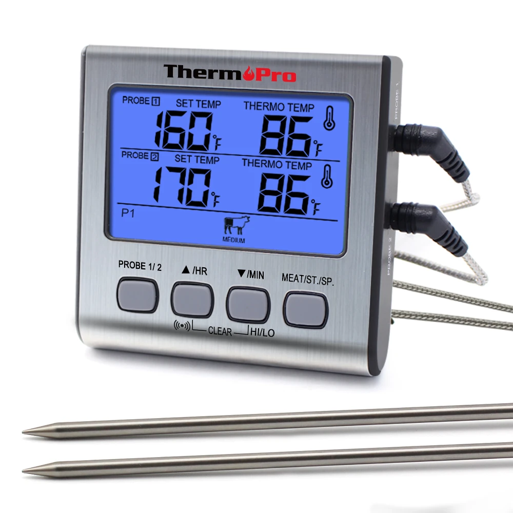 Thermopro Tp17 Dual Probes Digital Outdoor Meat Thermometer Cooking Bbq  Oven Thermometer With Big Lcd Screen For Kitchen - Household Thermometers -  AliExpress