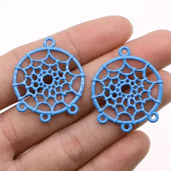 

Wholesale Jewelry Lots Blue Color 34x28mm Dream Catcher Charm Necklace Crafts For Adults 80 Pieces