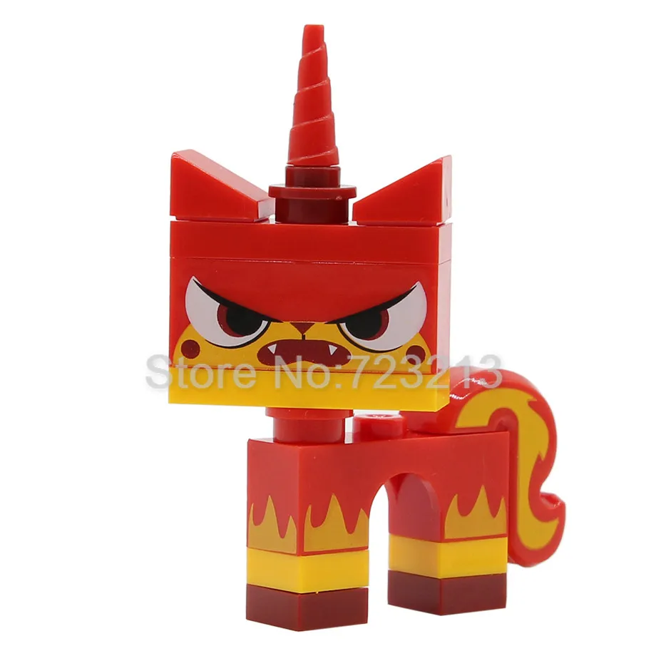 Мультфильм милый один Unikitty кошка фигурка Queasy Biznis с изображением сердитой кошечки Astro Kitty строительные блоки модели Unikitty Кирпичи Игрушки - Цвет: Angry Kitty