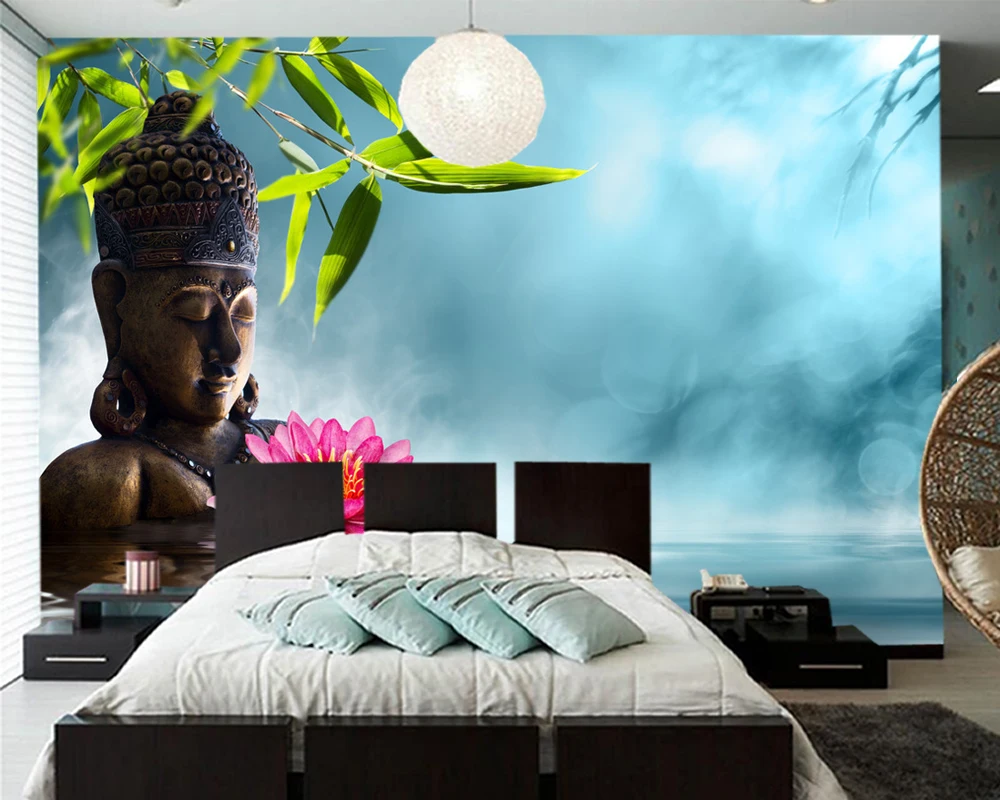 Papel de parede Buddha in медитация бамбук Йога спа фон 3d обои роспись гостиная спальня