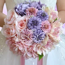 Искусственный Пион, розовый цветок розы, букет для невесты, подружки невесты, ручной работы, свадебный букет, Шелковый букет невесты, держащий цветок PH015