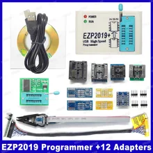 2019 mais novo ezp2019 programador spi usb, programador de alta velocidade + 12 adaptadores, suporte 24 25 93 eeprom 25 flash bios chip de chip