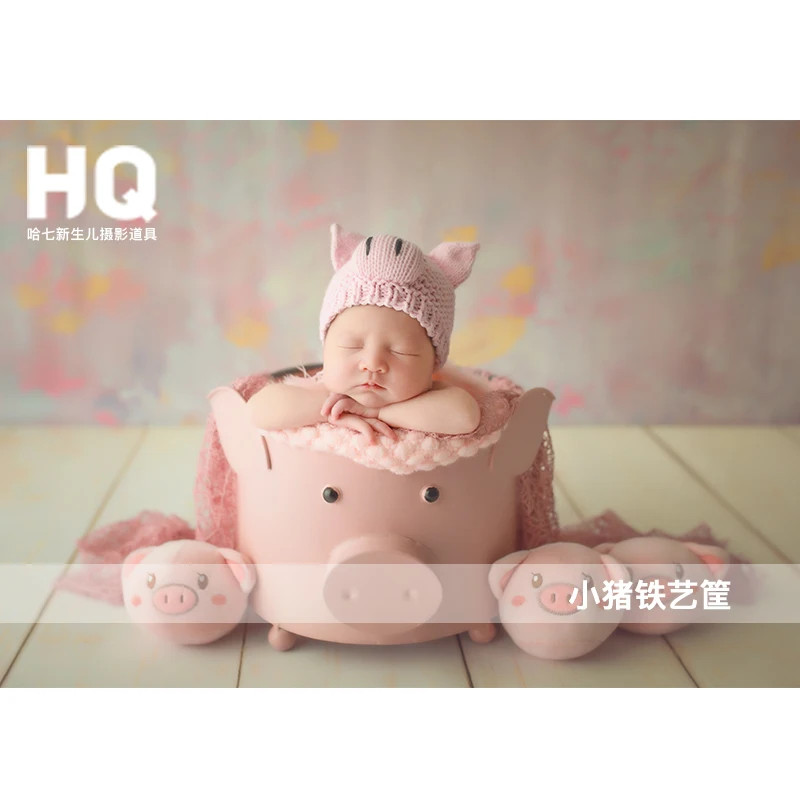 2020Newborn Photography Iron Bed Baby Photoshooting Props Infant Photo Studio Wood Crib Basket Accessories