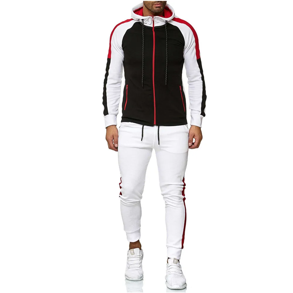

Explosion Models 2019 Men's Casual Sports Suit Stripe Color Matching Fashion Sports Suit