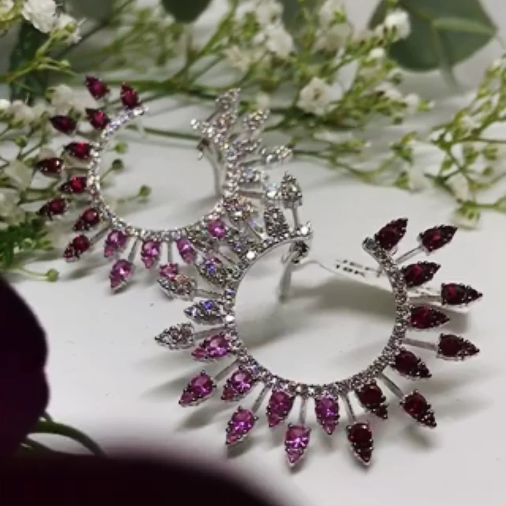 Godki 女性のための豪華な花火イヤリング 新しい春のコレクション キュービックジルコニア ブライダルジュエリー ドバイ アクセサリー コレクション Aliexpress ジュエリー アクセサリー
