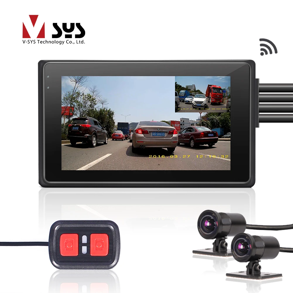 SYS VSYS M2F Pro WiFi Motorcycle Dash Cam 2CH 1080P SONY IMX323 170 Degree Wide Angle Fish Eye Lens