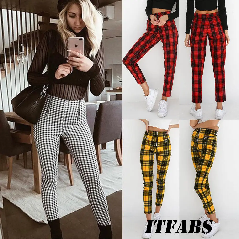 Plaid Sexy Pants Sweatpants Women 