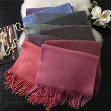 Кашемировый шарф для женщин, шали и палантины, мягкие длинные зимние шарфы, хиджабы, повязка на голову, теплая Пашмина с кисточками