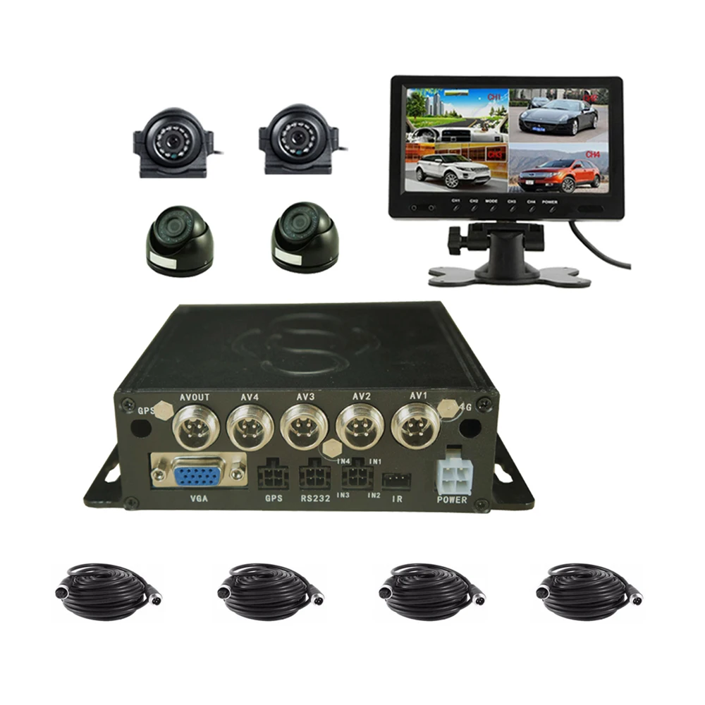 4CH SD Mobile Dvr Car Recorder 2.0MP AHD Front /Rear View Camera 7Inch Monitor For Truck /Taxi /Bus 4G GPS 1080P MDVR | Автомобили и