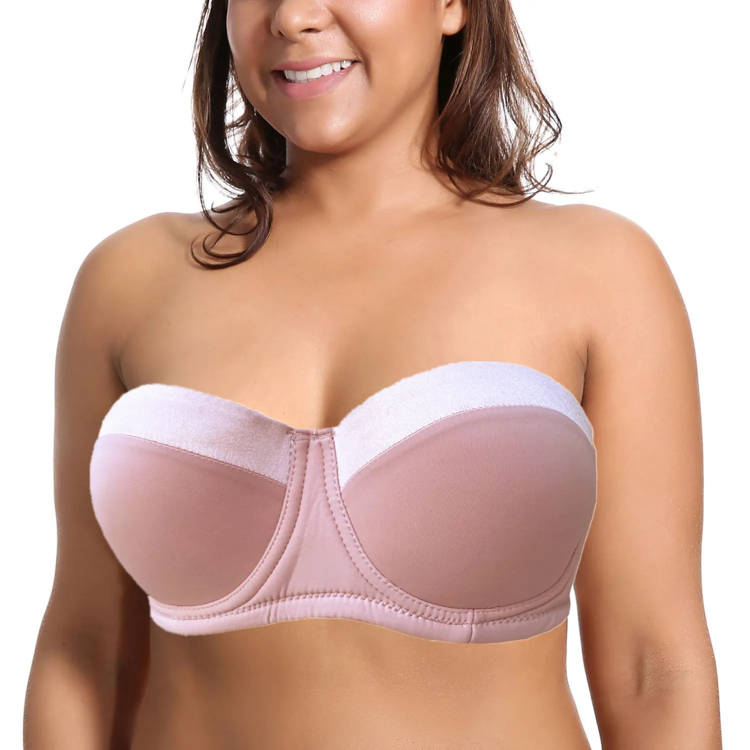 Women's Smooth Padded Convertible Strapless Half Cup Underwire Silicone  Band Multiway Bra H916