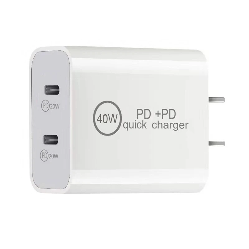 Устройство зарядное сетевое с двумя портами USB Type-C и поддержкой быстрой зарядки 40