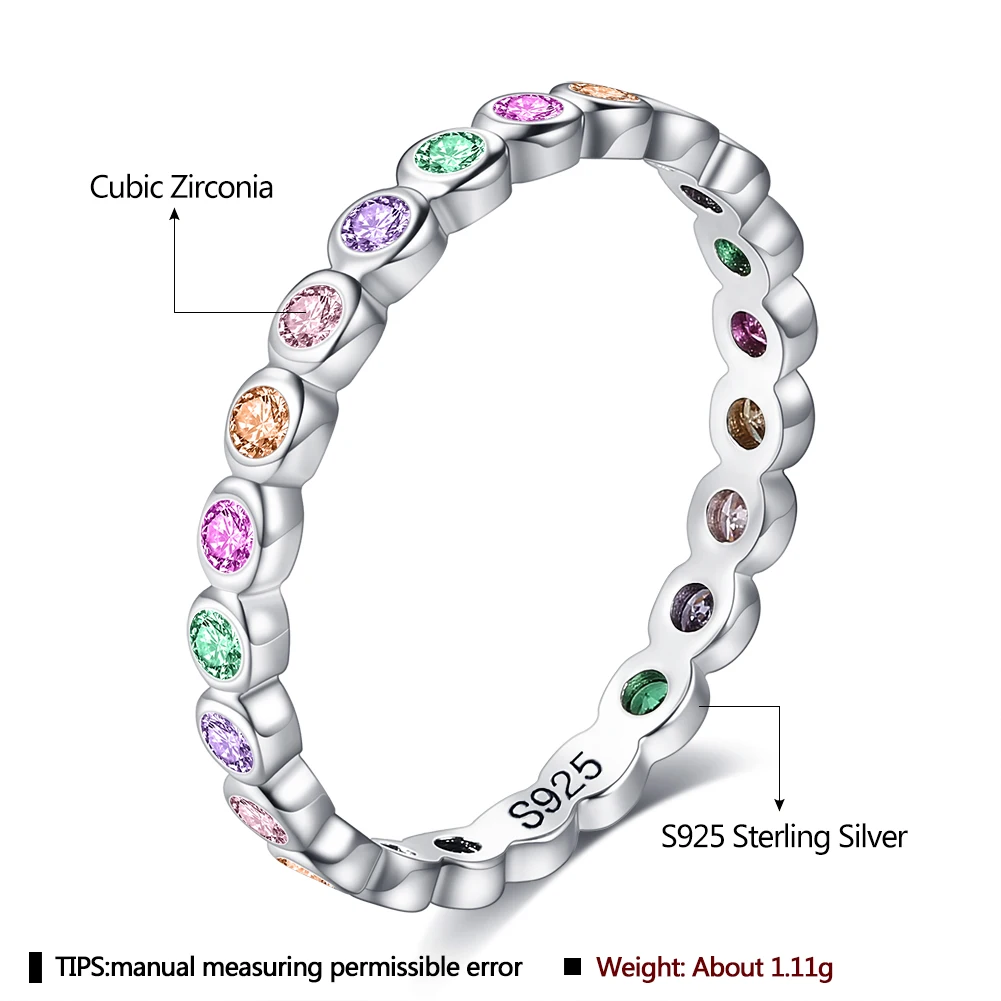 SILVERHOO Sterling Silver 925 Women Rings Simple Cubic Zirconia Ring For Women Fine Silver Jewelry Engagement Wedding Girl Gifts
