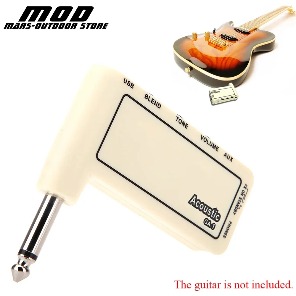 Portable Guitar Bass Headphone Amp Carry On USB Chargable Guitar Headphone Amp with Blend Tone Volume Knob Instrument Device
