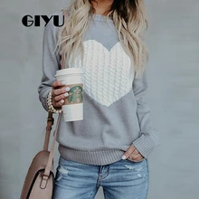 ^^Best Offers GIYU Autumn O Neck Patchwork Sweater Long Sleeve Heart Printed Jumpers Casual Knitted Pullover pull femme sueter mujer invierno ^^Best Offers GIYU Autumn O Neck Patchwork Sweater Long Sleeve Heart Printed Jumpers Casual Knitted Pullover pull femme sueter mujer invierno