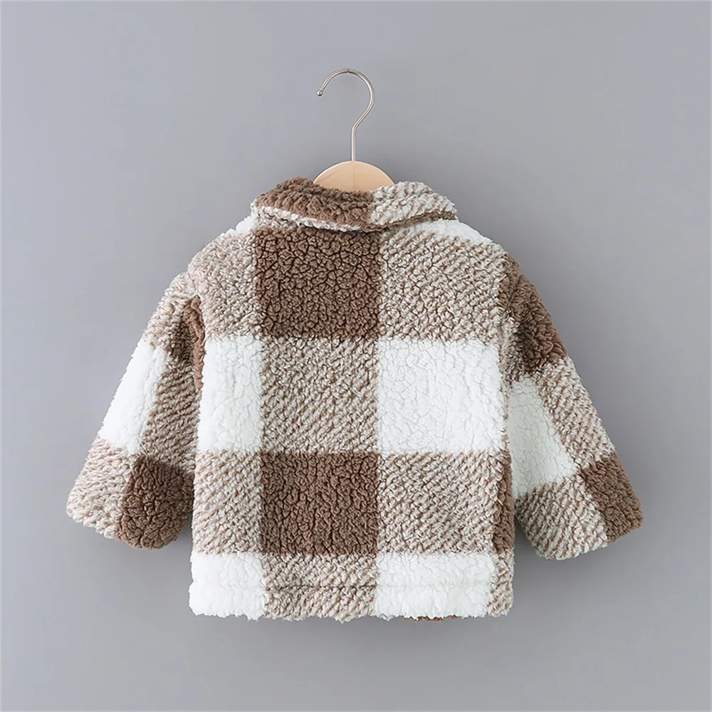 PatPat Toddler Girl/Boy Plaid Lapel Collar Coat Jumpsuit