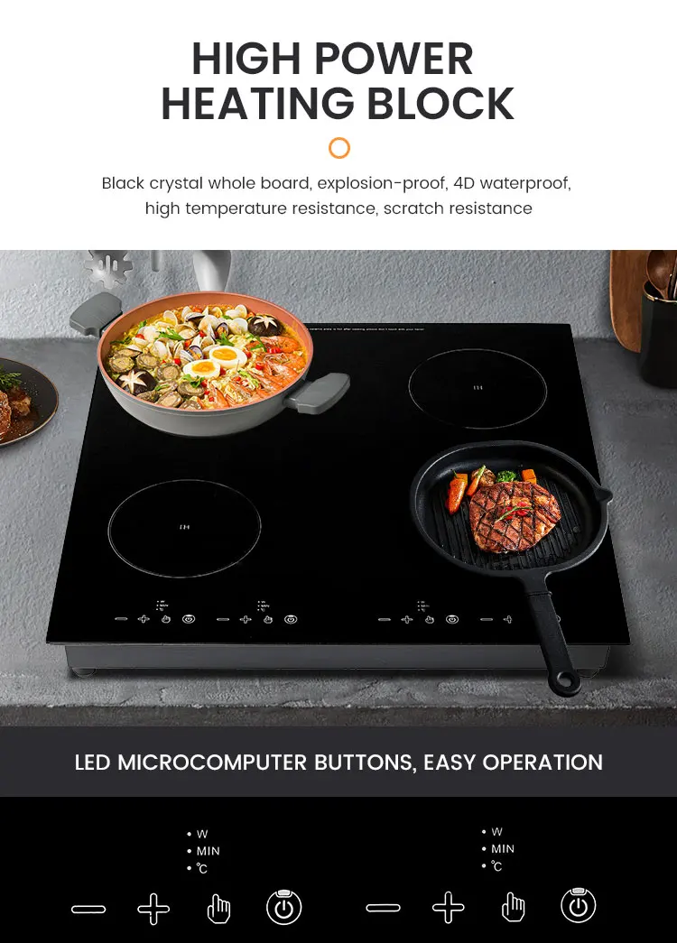 AC220-240V 4 Heads Cooker Induction Cooktop 220V 2000W*4 Waterproof Infrared Cooker Commercial Induction Stove Induction Cookers 3