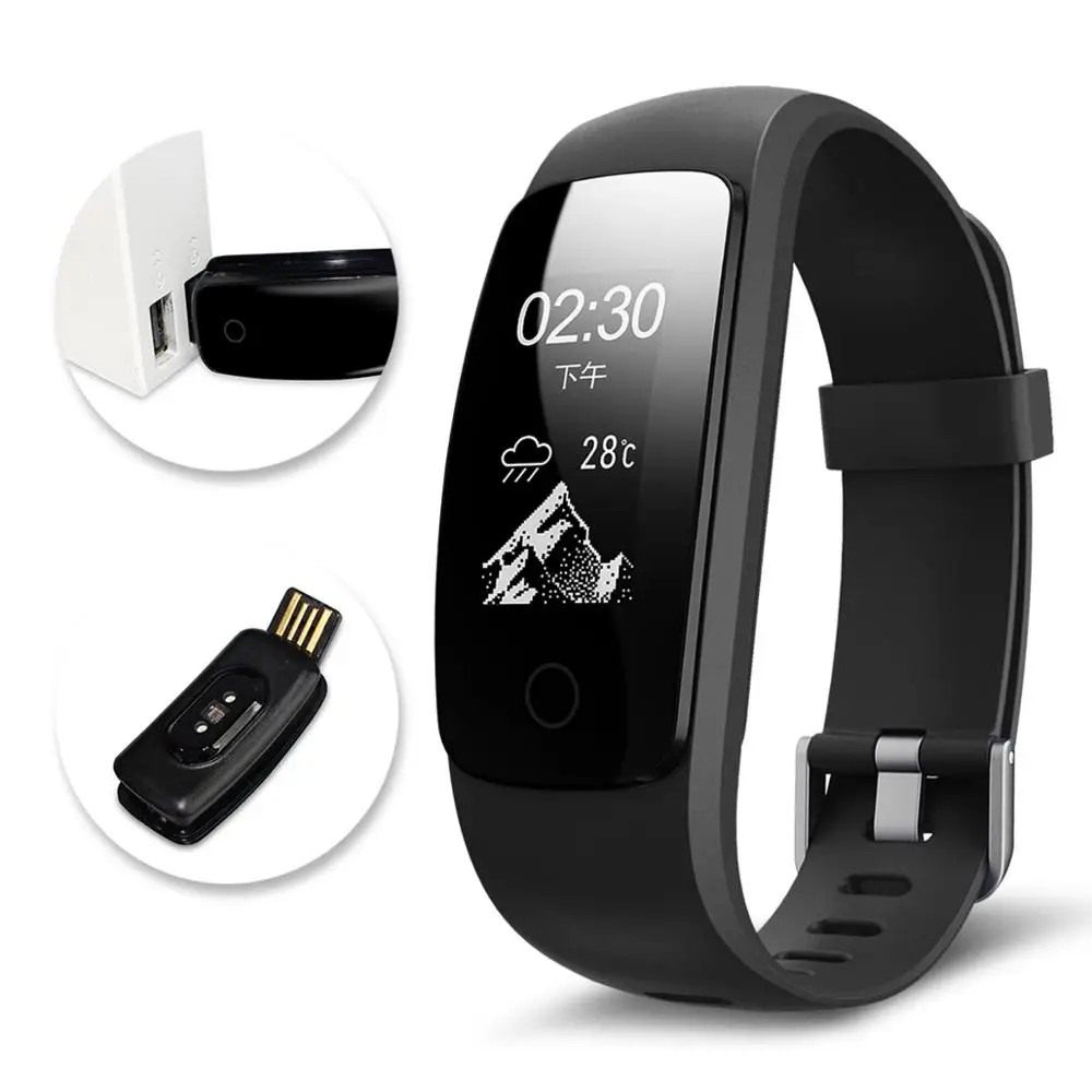 Smart Watch 0.96'' Screen Fitness Tracker Clock Watch Blood Pressure Heart Rate Fitness Bracelet IP68 Waterproof For Men Women