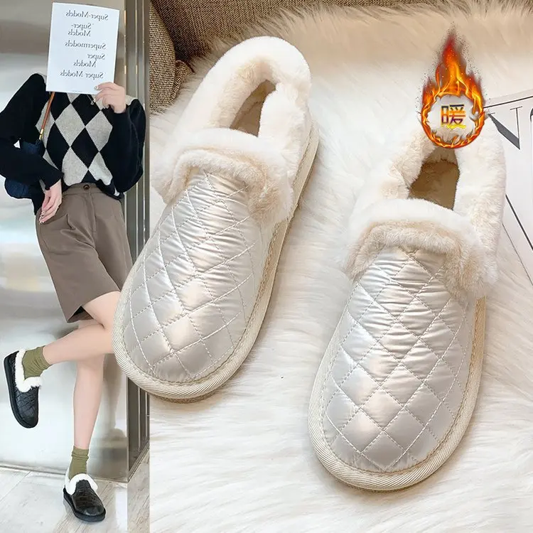 

Женские зимние плюшевые туфли, новинка 2021, универсальные плюшевые толстые Искусственные плюшевые теплые хлопковые туфли Lefu, женская обувь
