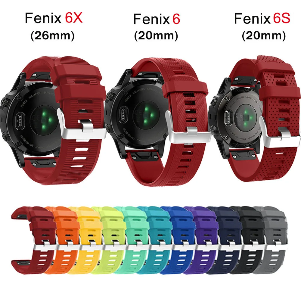 20 26 мм 22 силиконовый ремешок для часов Garmin Fenix 6X 6 6S Pro 5X 5 5S Plus 3 3HR быстросъемный