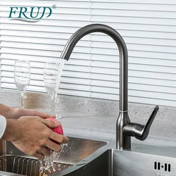 Frap Matte Black Kitchen Faucets Single Hole Basin Mixers 360 Degree Rotatable Tapware Water Taps Kitchen Accessories R44052-11